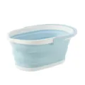 Gran cubo de fregona plegable azul blanco ahorro de espacio recipiente de agua. - Cubo de fregona plegable azul y blanco