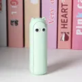 Mini ventilador de mano plegable verde con orejas de gato y divertidos ojos locos. - Verde Claro con Ojos