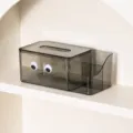 Caja de pañuelos de escritorio multifuncional con compartimento de almacenamiento para el hogar. - 24 * 12 * 9,5 cm / Caja de pañuelos transparente con ojos grandes