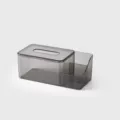 Caja de papel de escritorio gris transparente con compartimento para almacenamiento. - 24 * 12 * 9,5 cm / Caja de pañuelos transparente minimalista