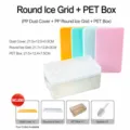 Set de cubitera con tapa y caja, molde de hielo de plástico resistente para uso en cocina. - Blanco perla