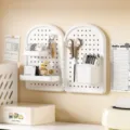 Organizador de escritorio de panel perforado plegable de pared, estante de plástico blanco. - Blanco