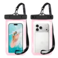 Universal waterproof phone pouch for swimming and outdoor activities with secure lock design. - Latest 26 Oversized WPC0445 - Pink