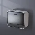 Wandmontierte doppelte Seifenbox mit Deckel wasserdicht lochfrei abtropfender Seifenhalter. - Mattschwarz Transparenter Weißer Rahmen | Einzelfach-Modell
