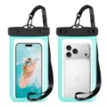 Universal waterproof phone pouch with secure lock and lanyard, ideal for swimming and diving. - 26 Latest Oversized WPC0445 - Green