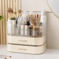 3-Schichten Kosmetik-Aufbewahrungsbox Make-up-Organizer mit Schubladen in Cremeweiß. - Cremefarben 3-lagig (2 Schubladen) - Cremeweiß