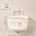 Plastic hanging storage basket wall mounted organizer for bathroom kitchen with hooks large - L