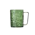 Green textured mouthwash cup with handle for home bathroom, elegant ripple design student water mug. - 401-500ml / Green