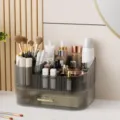 Doppelter transparenter grauer Make-up Organizer Acryl Kosmetik Aufbewahrungsbox mit Schubladen - Cremefarben 2 Ebenen [1 Schublade] (Transparentgrau)