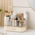 Multifunktionaler doppelschichtiger Kosmetik-Organizer aus milchweißem Acryl für den Tisch. - Cremefarben 2 Ebenen [1 Schublade] (Milchweiß)