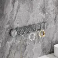 Support de crochet à ventouse rotatif gris transparent, crochet mural motif vagues. - Style Ventouse Motif Floral Rotatif / 36cm / Gris Argent Translucide
