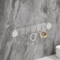 Crochets multiples à ventouse rotative blanc transparent pour salle de bain et cuisine. - Style Ventouse Motif Floral Rotatif / 36cm / Argent Transparent