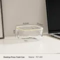 Cestino da scrivania trasparente con coperchio, piccolo contenitore di plastica per stanza. - Piccolo Con Coperchio