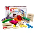 Kinderen houten achtbaan track bouwstenen DIY educatief speelgoed set met kleurrijke onderdelen - Set/Doos / Achtbaanspeelgoed