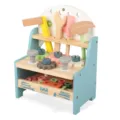 Kids wooden tool bench toy set children pretend play workshop construction toolkit with screws gears - Simulation Tool Workbench