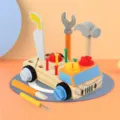 Wooden tool truck toy for kids assembly puzzle construction play set with colorful screws - Take-Apart Nut Toy Tool Truck