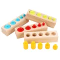 Montessori ξύλινα κυλινδρικά μπλοκ εκπαιδευτικό παιχνίδι αισθητηριακό από ξύλο οξιάς - Έγχρωμοι κύλινδροι
