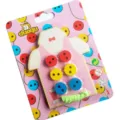 Kids wooden button threading toy Montessori early learning educational sewing game board. - Pink