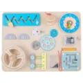 Montessori wooden busy board sensory toy toddler educational learning activity board - Steering Wheel Musical Busy Board