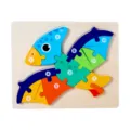 Jouet educatif de puzzle de dinosaure 3D en bois pour enfants avec les chiffres 1-10. - Ptérosaures