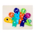 Jouet puzzle dinosaure en bois avec des pieces numerotees colorees pour l'apprentissage. - Stégosaure
