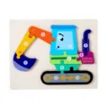 Juguete puzzle de madera 3D excavadora numeros para ninos, tablero educativo color. - Excavadora