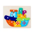 Rompecabezas de números de madera para niños, juguete educativo colorido y divertido. - Barco