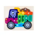 Juguete educativo de rompecabezas de números de camión de madera para niños pequeños y bebes - Camión