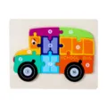 Juguete de rompecabezas de madera de autobus escolar para ninos educativo color - Autobús escolar