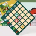 Kids wooden spatial logic training board game educational toy for boys and girls main view. - 18x18x2.5cm