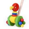 Wooden baby push walker toy colorful cartoon bird design toddler educational toy active - Curved Beak Bird