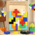 Jouet de puzzle Tetris en bois avec des blocs géométriques colorés pour la pensée logique des enfants. - Jeu de Mémoire (Méthode de Retournement)
