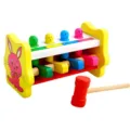 Wooden pounding bench toy for kids, early educational hammer toy with colorful pegs and mallet. - 18x11x10cm