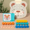 Wooden shape matching screwing building blocks set for toddlers kids color sorting educational toy - Bear Style
