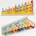 Wooden math abacus counting toy for kids, 10 row educational calculation frame for early learning - Standard Type / 31x14x9cm