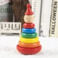 Holz Regenbogen Stapelturm Spielzeug Fruehe Bildung bunte Ringe Bausteine Wackelturm - Clown-Turm (Farbbox)