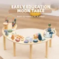 Montessori early learning wooden busy table toy for toddlers, interactive activity center. - Moon Busy Table