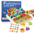 Hölzernes Obst und Gemüse Puzzle passendes Spiel für Kinder frühe Bildung Form Sortierspiel - Frucht- und Gemüse-Formen Zuordnen