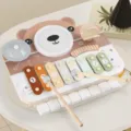 Wooden multi-functional musical toy for kids, xylophone drum piano early education toy. - [Set 2] Bear Piano Pounding Bench