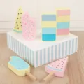 Set giocattolo gelato in legno per bambini, accessori dessert colorati con simpatici design. - Stampi per ghiaccioli in stile americano