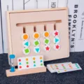 Montessori logical thinking training wooden four-color matching game puzzle toy for kids. - 19.5x24x4cm