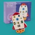 Hölzernes Raketen-Busy-Board-Spielzeug für Kinder, frühe Bildung Lernschalter Schaltkreis Variante. - Rakete