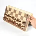 Wooden magnetic chess set 2-in-1 folding board game portable puzzle toy for kids adults. - Magnetic Chess Pieces Separate Purchase (Min. 500 Sets)