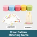Montessori color pattern matching toy set for kids, wooden sorting pieces, cards, and bag. - Pattern Matching (18 Cards)