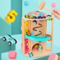 Wooden multi-functional toddler car track hammer ball early education educational toy kids - Default Style