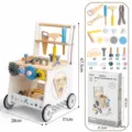 Wooden kids tool cart toy set with rich accessories, educational Montessori repair workbench. - Danish Aristocrat Nut & Bolt Tool Cart Toy