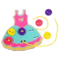 Wooden dress lacing toy for kids, early educational threading game with colorful buttons. - Dress Button Threading Toy