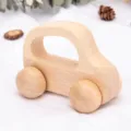 Natural wood baby push toy car, smooth and safe wooden vehicle for toddler grasping. - Off-Road Vehicle