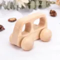Natural wooden toy car for babies, infant grip training push cart, safe eco-friendly toy. - Bus