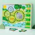Kinder Holz Zahnrad Puzzle Lernspielzeug für Feinmotorik und Tierkognition Lernen. - Großes Zahnrad-Puzzle (Tiere)